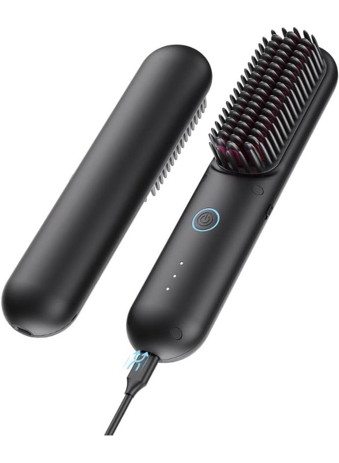 TYMO فرشاة فرد الشعر اللاسلكية Porta PRO، فرشاة فرد محمولة للسفر، مكواة شعر أيونية صغيرة للسيدات، خفيفة الوزن وسهلة الحمل، شاحن سريع مزدوج الطاقة، سوداء - Image 1